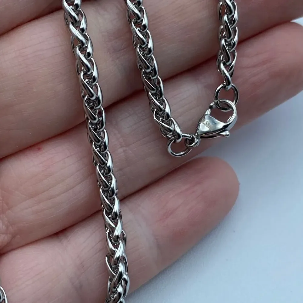 20 Inch Stainless Steel Wheat Chain With Lobster Claw Clasp, Unisex